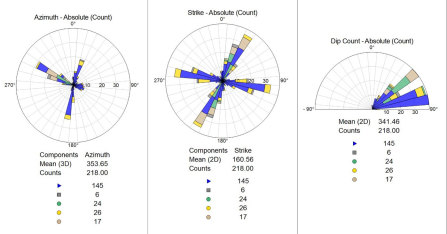 RU WellCAD 5.8 Диаграммы азимута простирания и падения